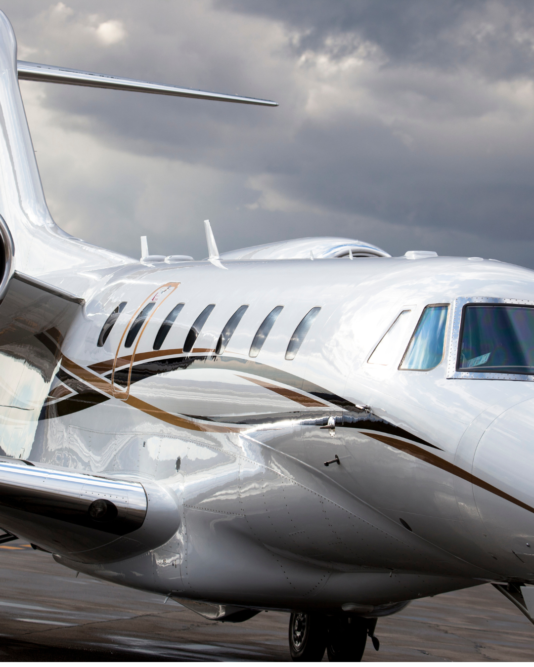 Medium jet exterior aircraft detailing on tarmac